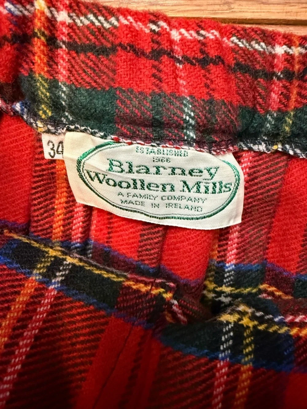 Vintage Blarney Woollen Mills Tartan Wrap Wool Blend Midi Skirt Kilt